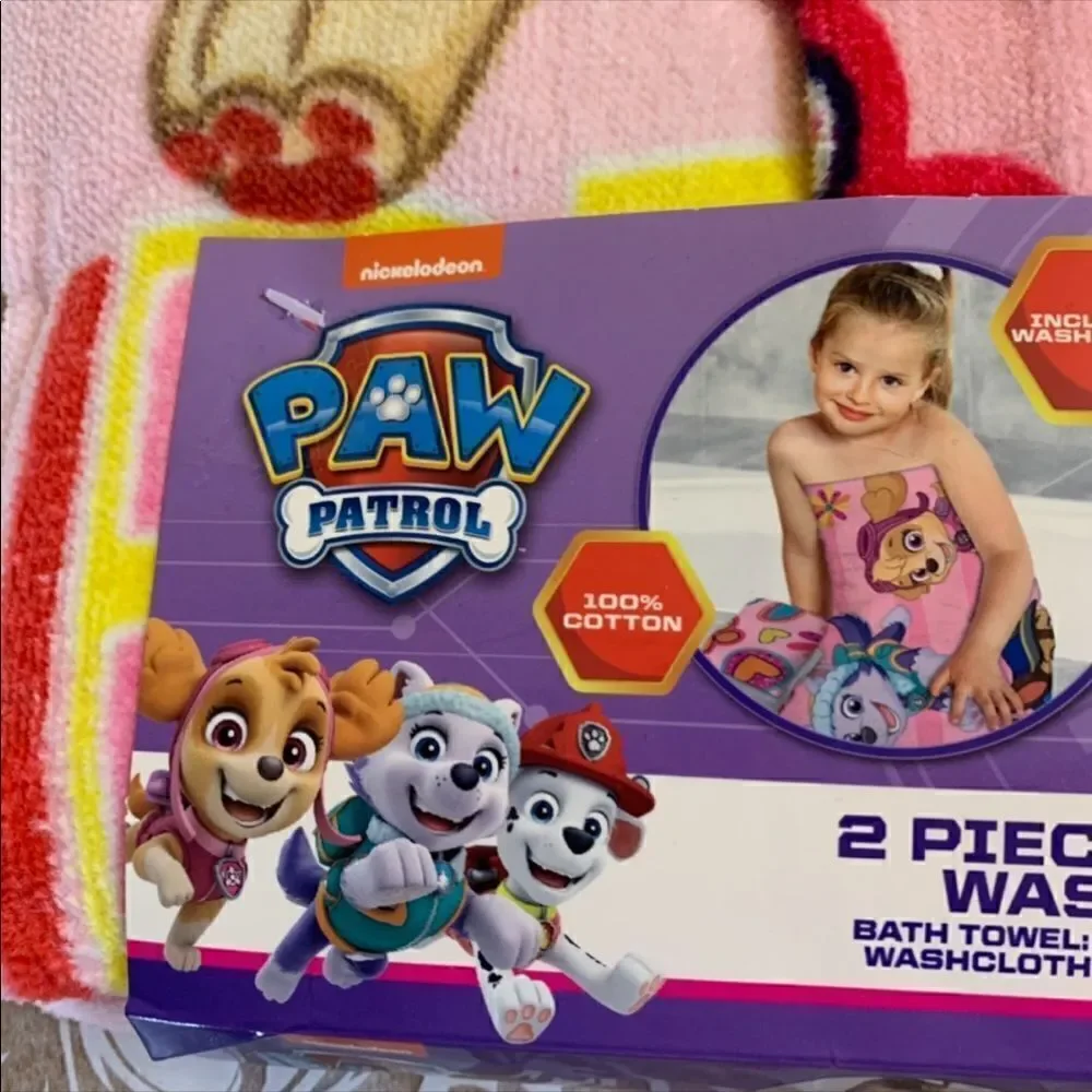 NWT Toddler Girls Nickelodeon Paw Patrol 2 Piece Bath Set Pink